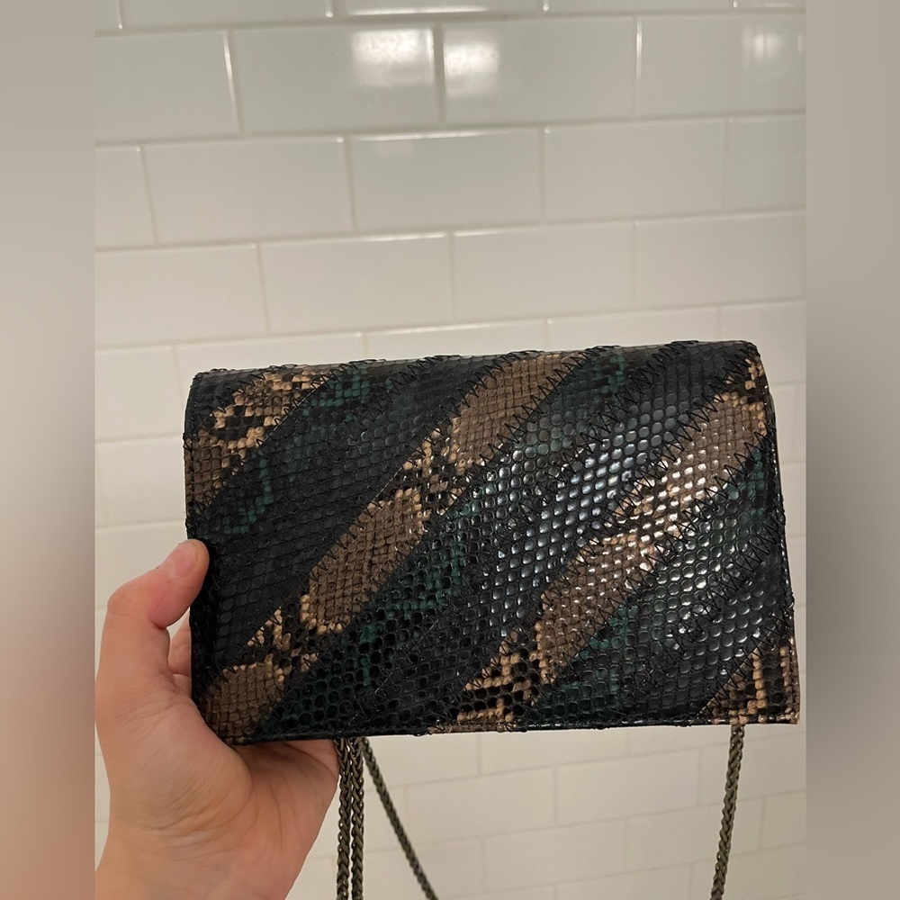 ZARA Croc print crossbody bag with metallic chain, never used​​​​